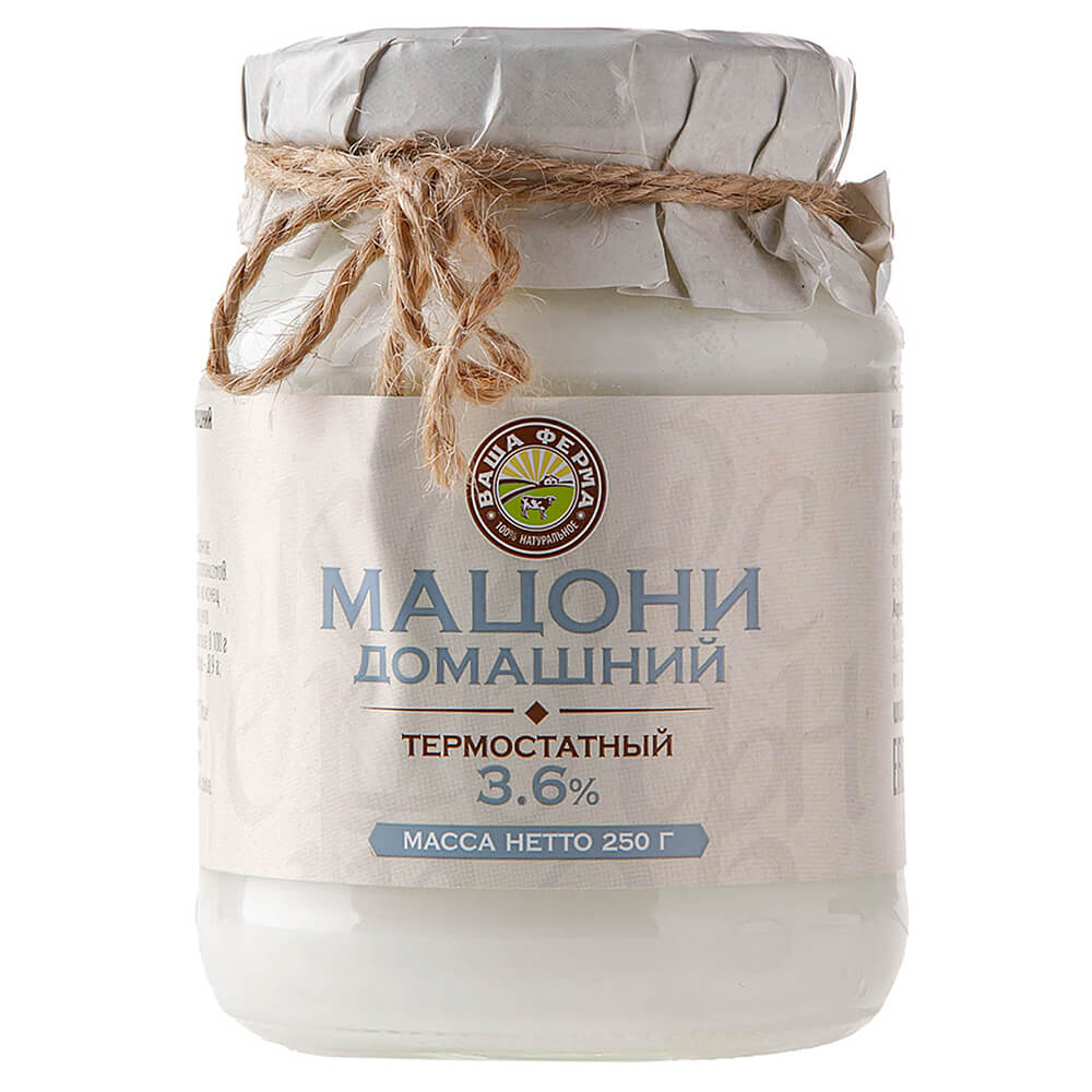 Мацони домашний 3.6 %  «Ваша Ферма»  250 г. – молочная продукция Food Milk